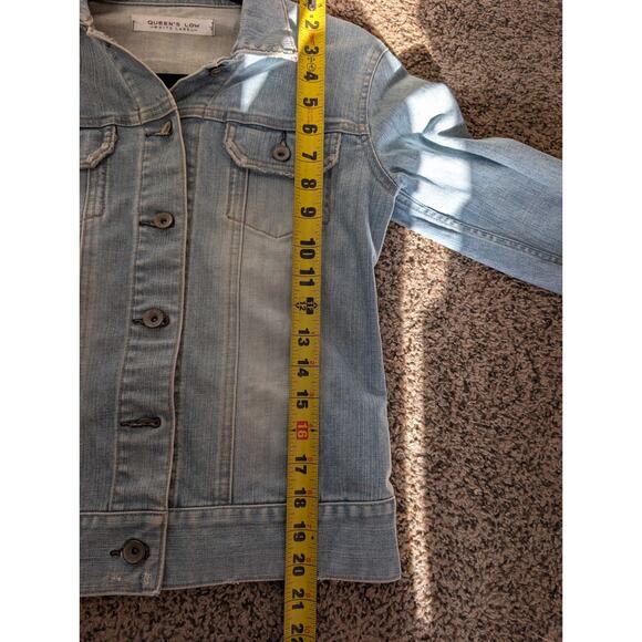 Distressed Denim Y2K Jacket. Queens White Label Sz Sm./Med. Trucker, Grunge. - Picture 8 of 10